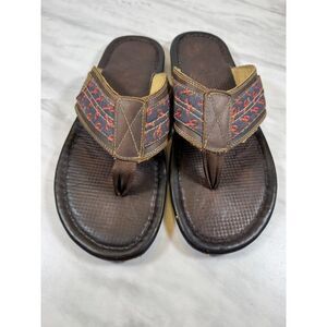 Bass & Co "Rehoboth II" Thong Sandals Mens Size 13 Brown with Lobster Pattern